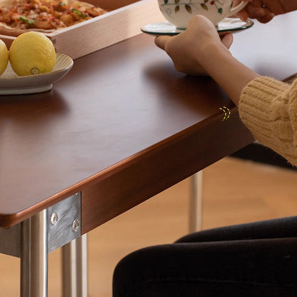 Modern Minimalist Pine & Stainless Steel Rectangular Dining Table For 4/6/8 Seats