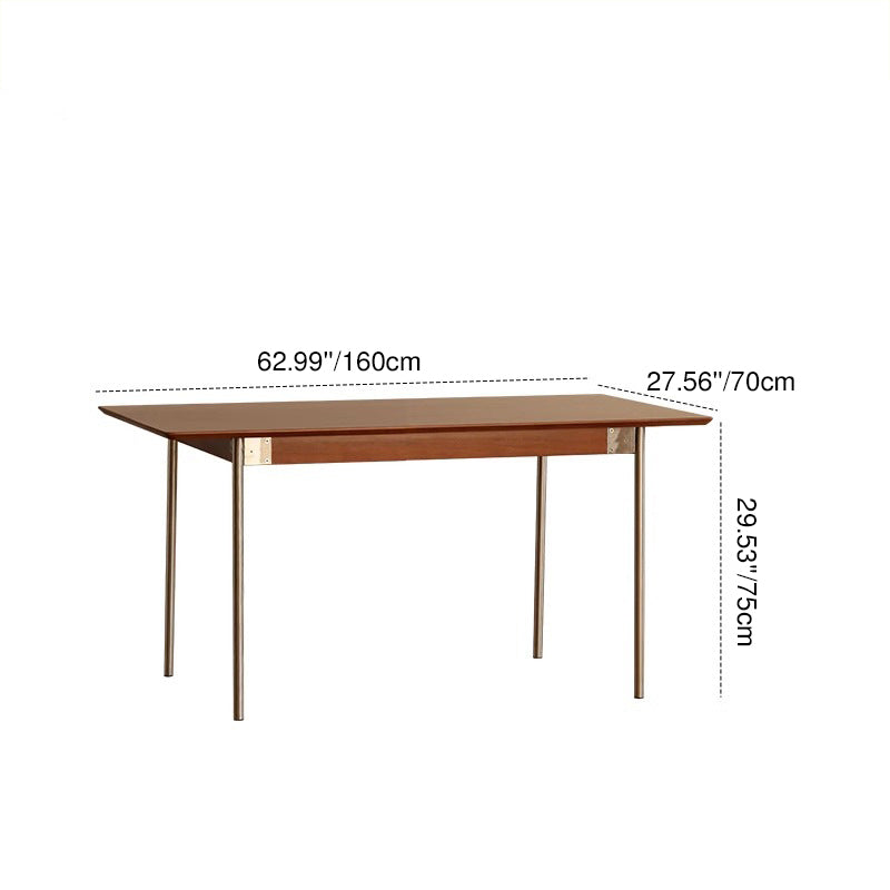 Modern Minimalist Pine & Stainless Steel Rectangular Dining Table For 4/6/8 Seats