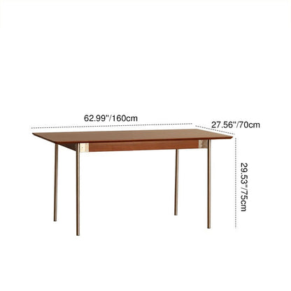 Modern Minimalist Pine & Stainless Steel Rectangular Dining Table For 4/6/8 Seats