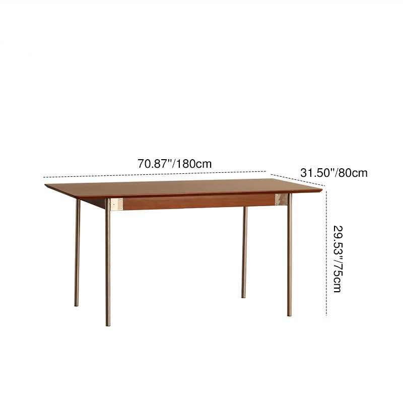 Modern Minimalist Pine & Stainless Steel Rectangular Dining Table For 4/6/8 Seats