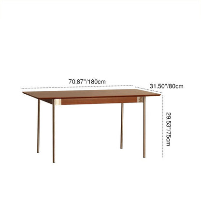 Modern Minimalist Pine & Stainless Steel Rectangular Dining Table For 4/6/8 Seats