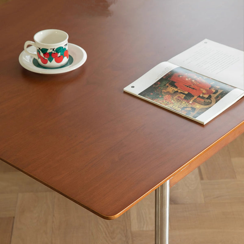 Modern Minimalist Pine & Stainless Steel Rectangular Dining Table For 4/6/8 Seats