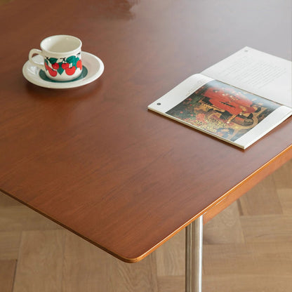 Modern Minimalist Pine & Stainless Steel Rectangular Dining Table For 4/6/8 Seats