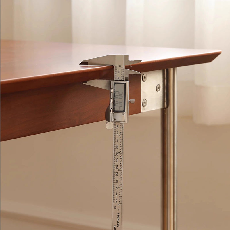 Modern Minimalist Pine & Stainless Steel Rectangular Dining Table For 4/6/8 Seats