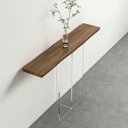 Modern Minimalist Pine Wood & Acrylic Rectangular Console Table For Entryway