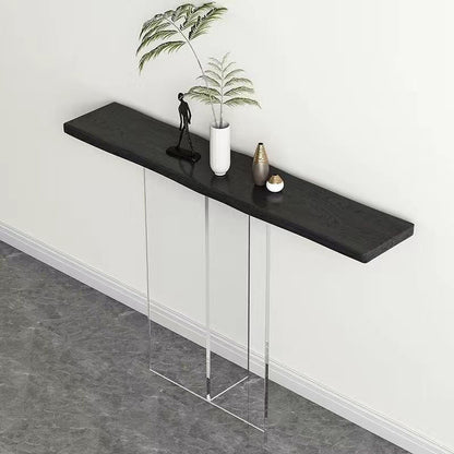Modern Minimalist Pine Wood & Acrylic Rectangular Console Table For Entryway