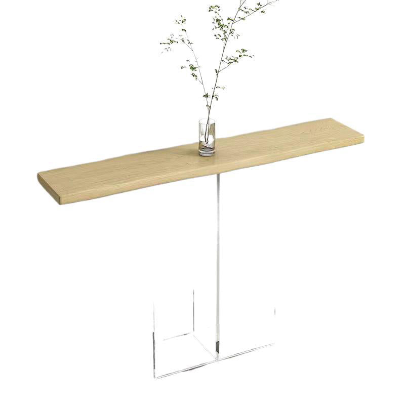 Modern Minimalist Pine Wood & Acrylic Rectangular Console Table For Entryway