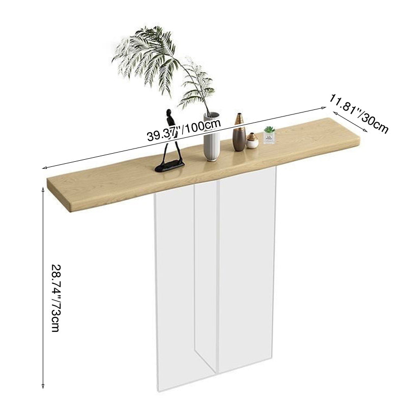 Modern Minimalist Pine Wood & Acrylic Rectangular Console Table For Entryway