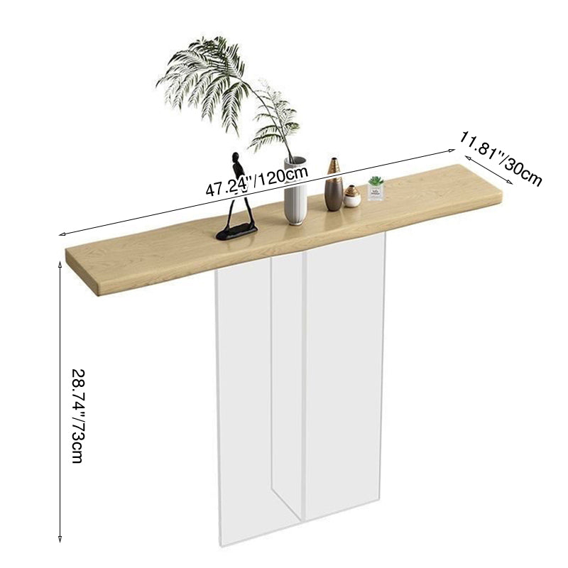 Modern Minimalist Pine Wood & Acrylic Rectangular Console Table For Entryway