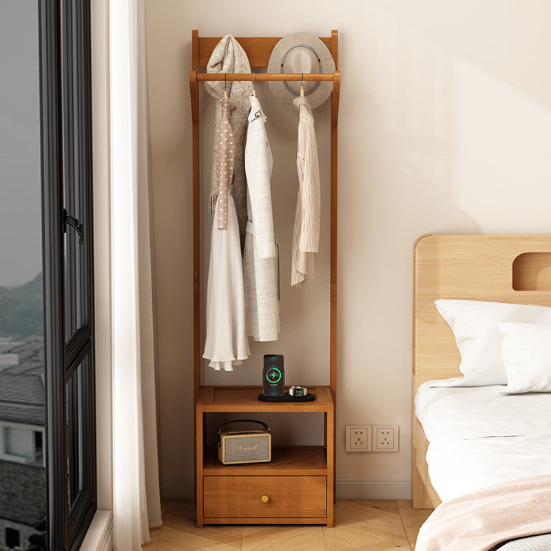 Modern Minimalist Bamboo & MDF Rectangular Hall Tree With 1-Cabinet 2-Tier Storage For Bedroom & Living Room