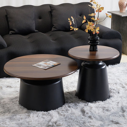 Modern Minimalist MDF & Iron Round Nesting Coffee Table Set For Living Room