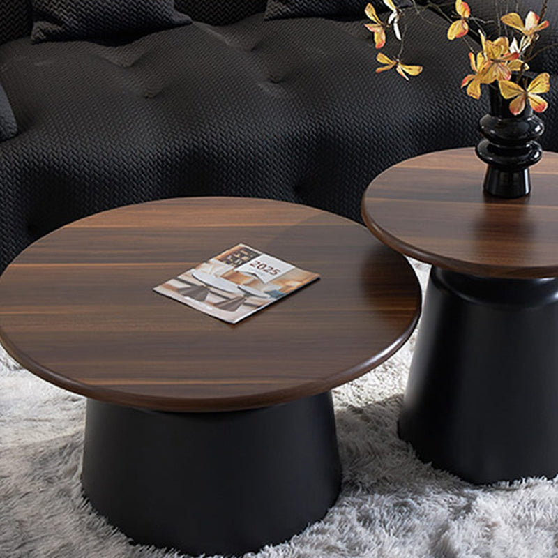 Modern Minimalist MDF & Iron Round Nesting Coffee Table Set For Living Room