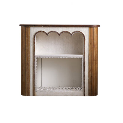 Traditional Rustic Wood MDF Rectangular Console Table With Classic Carvings, 3-Tier Design For Living Room