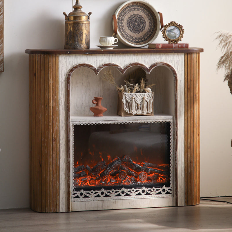 Traditional Rustic Wood MDF Rectangular Console Table With Classic Carvings, 3-Tier Design For Living Room