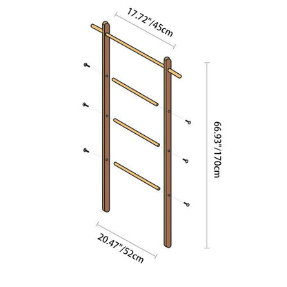 Modern Minimalist Solid Wood Ladder Hall Tree - Ladder-Style Towel & Garment Stand For Bedroom & Bathroom