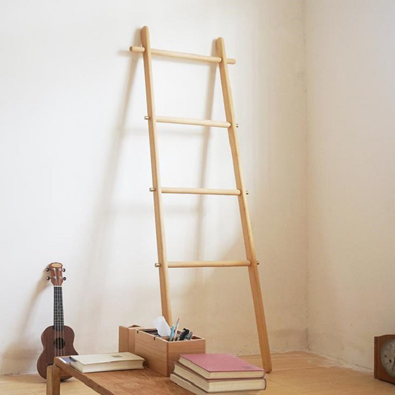 Modern Minimalist Solid Wood Ladder Hall Tree - Ladder-Style Towel & Garment Stand For Bedroom & Bathroom