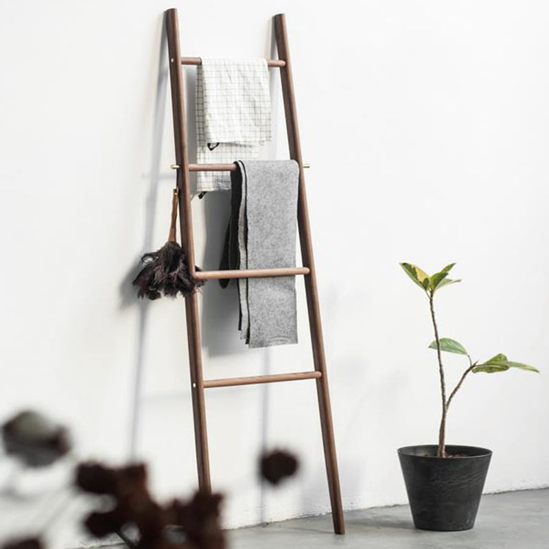 Modern Minimalist Solid Wood Ladder Hall Tree - Ladder-Style Towel & Garment Stand For Bedroom & Bathroom