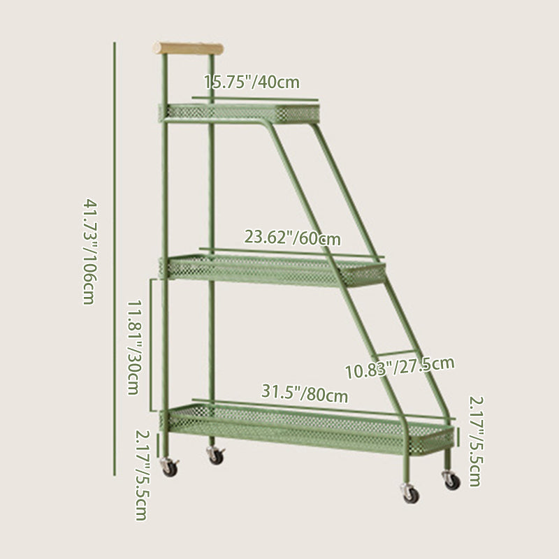 Modern Minimalist Wrought Iron Rectangular Movable Side Table With 2-Tier/3-Tier Design For Living Room & Balcony
