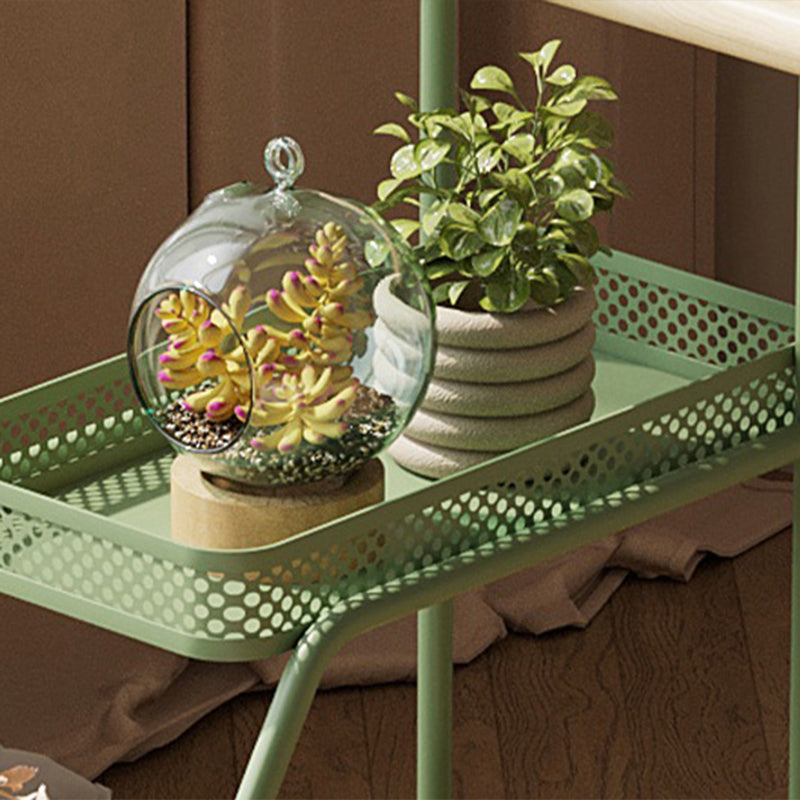Modern Minimalist Wrought Iron Rectangular Movable Side Table With 2-Tier/3-Tier Design For Living Room & Balcony