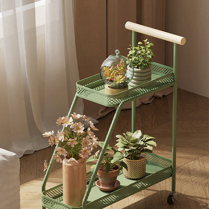 Modern Minimalist Wrought Iron Rectangular Movable Side Table With 2-Tier/3-Tier Design For Living Room & Balcony