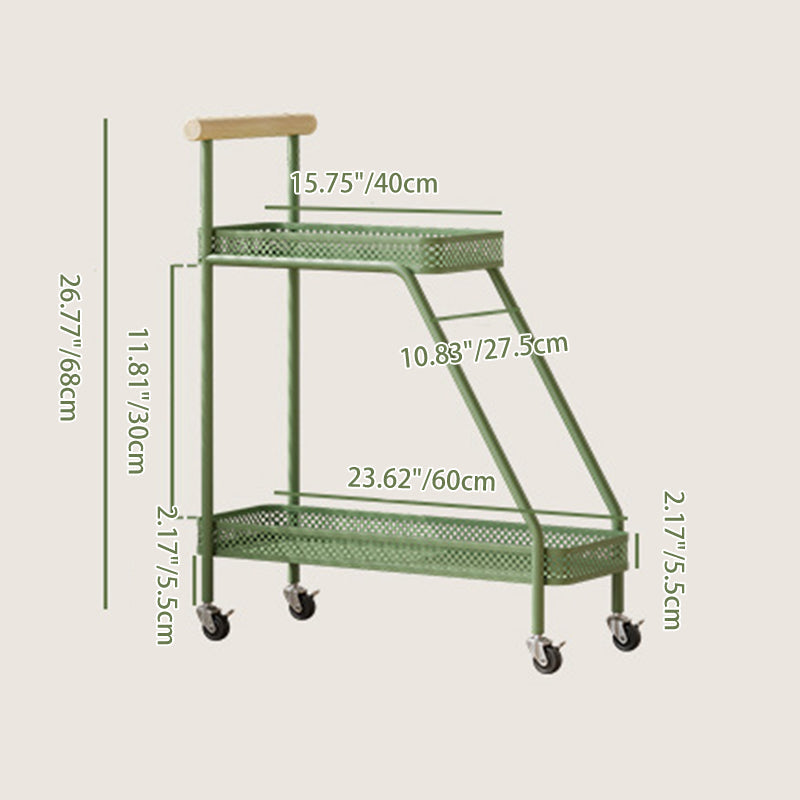 Modern Minimalist Wrought Iron Rectangular Movable Side Table With 2-Tier/3-Tier Design For Living Room & Balcony