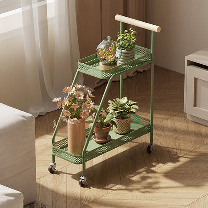 Modern Minimalist Wrought Iron Rectangular Movable Side Table With 2-Tier/3-Tier Design For Living Room & Balcony
