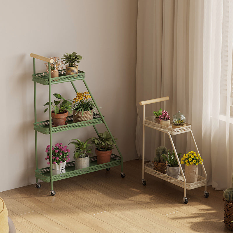 Modern Minimalist Wrought Iron Rectangular Movable Side Table With 2-Tier/3-Tier Design For Living Room & Balcony