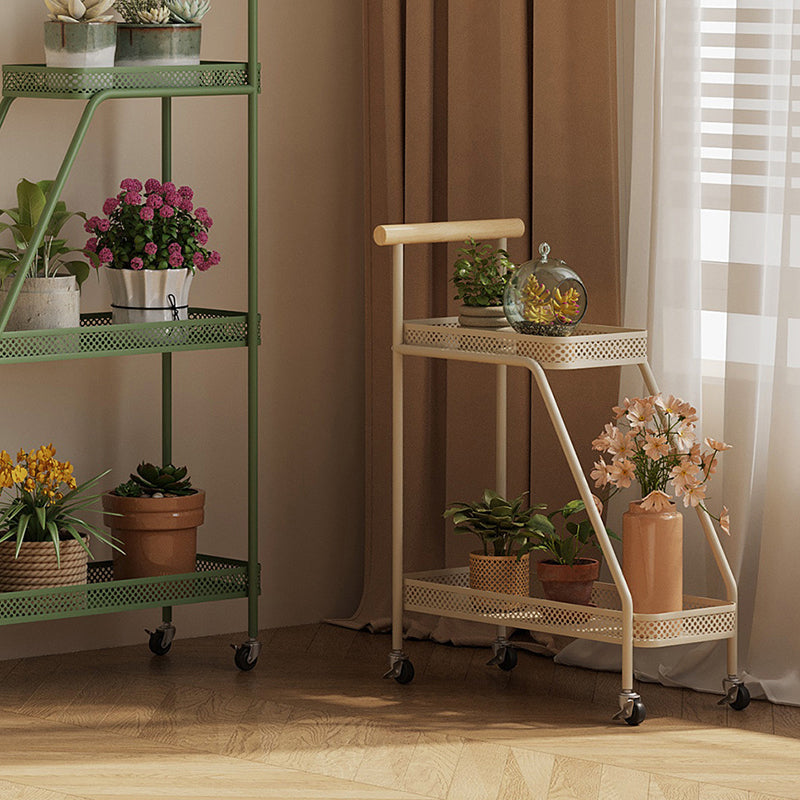 Modern Minimalist Wrought Iron Rectangular Movable Side Table With 2-Tier/3-Tier Design For Living Room & Balcony