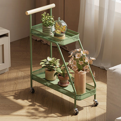 Modern Minimalist Wrought Iron Rectangular Movable Side Table With 2-Tier/3-Tier Design For Living Room & Balcony