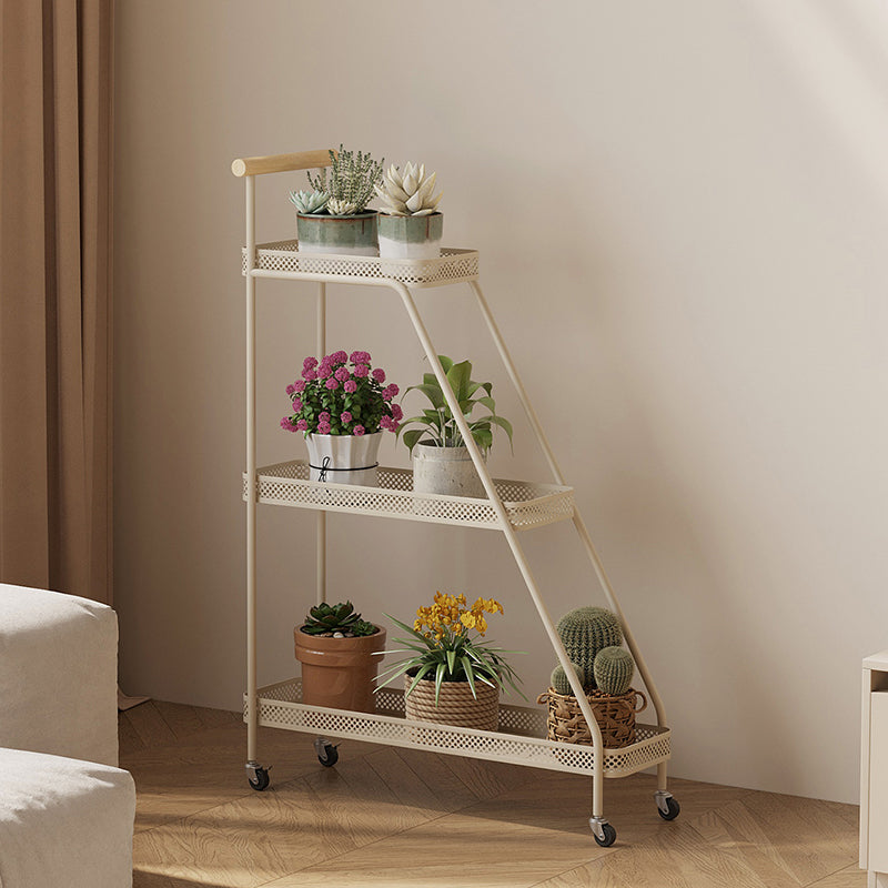 Modern Minimalist Wrought Iron Rectangular Movable Side Table With 2-Tier/3-Tier Design For Living Room & Balcony