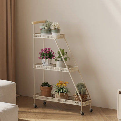 Modern Minimalist Wrought Iron Rectangular Movable Side Table With 2-Tier/3-Tier Design For Living Room & Balcony