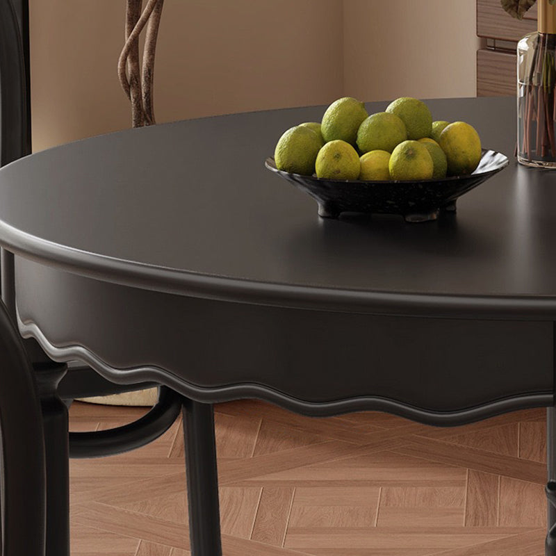 Traditional French Solid Wood Round Wavy Dining Table For 4-6 Seats