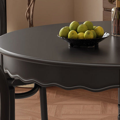 Traditional French Solid Wood Round Wavy Dining Table For 4-6 Seats