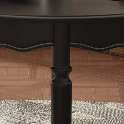 Traditional French Solid Wood Round Wavy Dining Table For 4-6 Seats