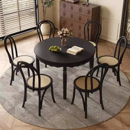 Traditional French Solid Wood Round Wavy Dining Table For 4-6 Seats