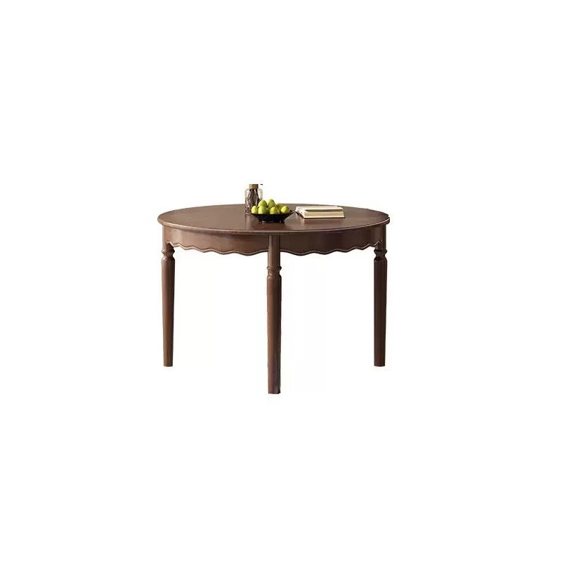 Traditional French Solid Wood Round Wavy Dining Table For 4-6 Seats