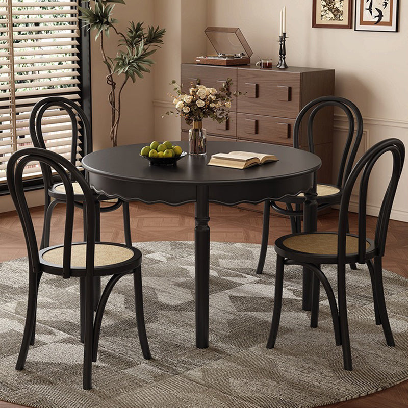 Traditional French Solid Wood Round Wavy Dining Table For 4-6 Seats