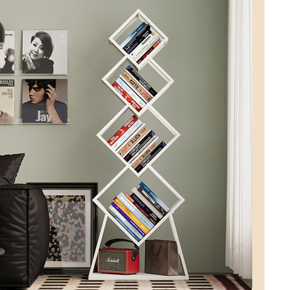 Modern Minimalist Carbon Steel Square Bookshelf 5-Tier Storage For Living Room & Home Office
