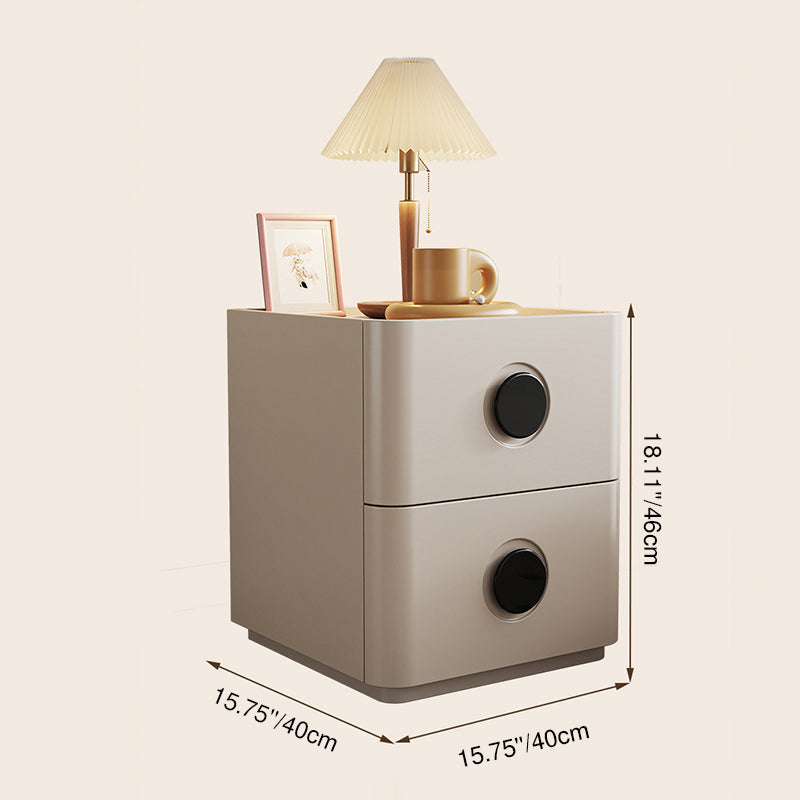 Modern Minimalist Solid Wood Plywood Rectangular Nightstand 2-Drawer For Bedroom