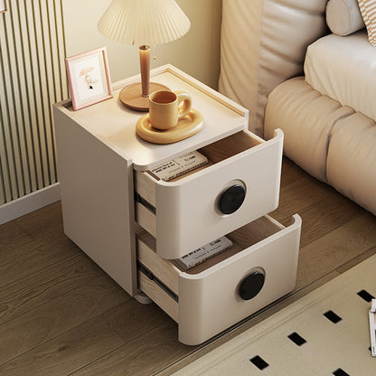 Modern Minimalist Solid Wood Plywood Rectangular Nightstand 2-Drawer For Bedroom