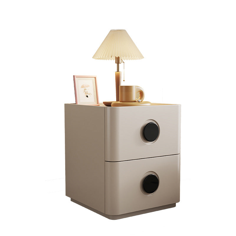 Modern Minimalist Solid Wood Plywood Rectangular Nightstand 2-Drawer For Bedroom