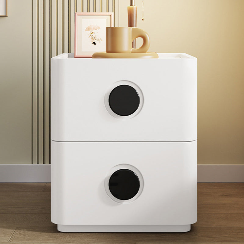 Modern Minimalist Solid Wood Plywood Rectangular Nightstand 2-Drawer For Bedroom