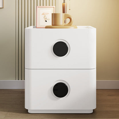 Modern Minimalist Solid Wood Plywood Rectangular Nightstand 2-Drawer For Bedroom