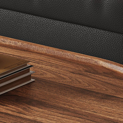 Modern Minimalist Solid Wood Carbon Steel MDF Top Oval Rolling Coffee Table With 2 Drawers For Living Room