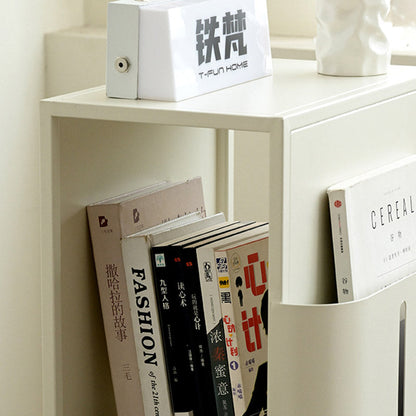Modern Minimalist Carbon Steel Rectangular Bookshelf With 4 Tiers & 3 Storage For Living Room & Home Office