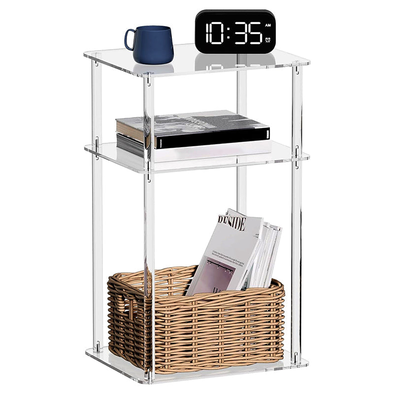 Modern Minimalist Clear Acrylic Side Table 3-Tier Storage For Living Room & Bathroom