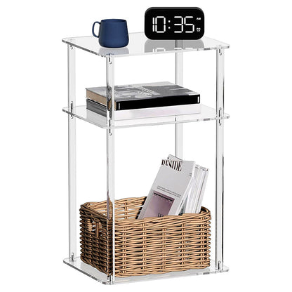 Modern Minimalist Clear Acrylic Side Table 3-Tier Storage For Living Room & Bathroom