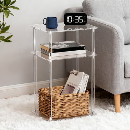 Modern Minimalist Clear Acrylic Side Table 3-Tier Storage For Living Room & Bathroom