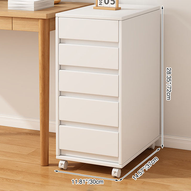 Modern Minimalist MDF Rectangular Rolling Storage Cabinet With 4-5 Drawers For Bedroom & Office