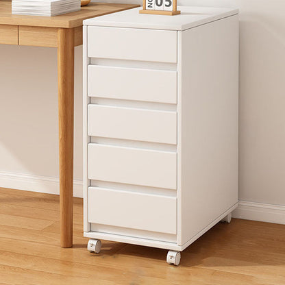 Modern Minimalist MDF Rectangular Rolling Storage Cabinet With 4-5 Drawers For Bedroom & Office